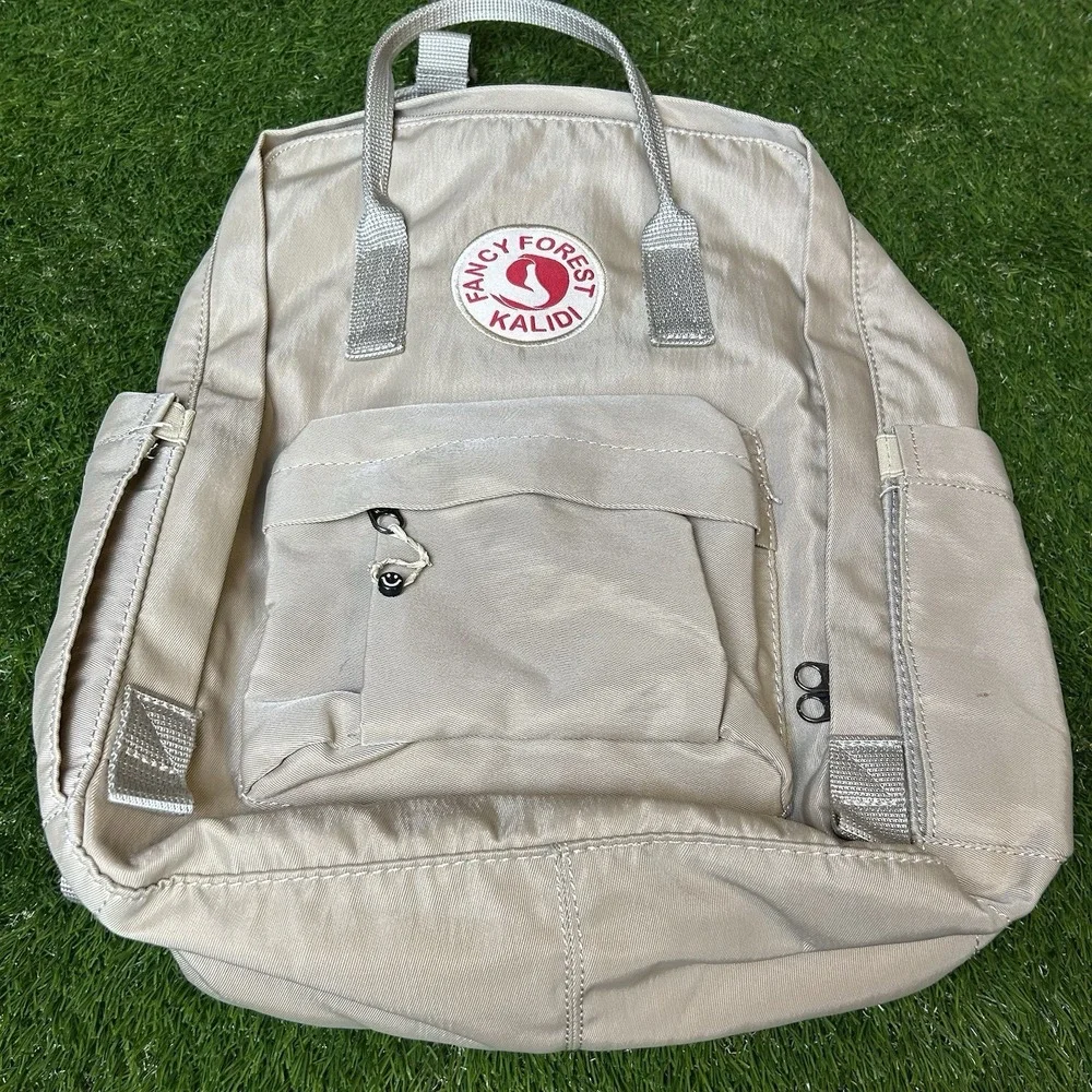 Kalidi Fancy Forest Backpack Tan Beige School Travel‎ Bag Square Bookbag